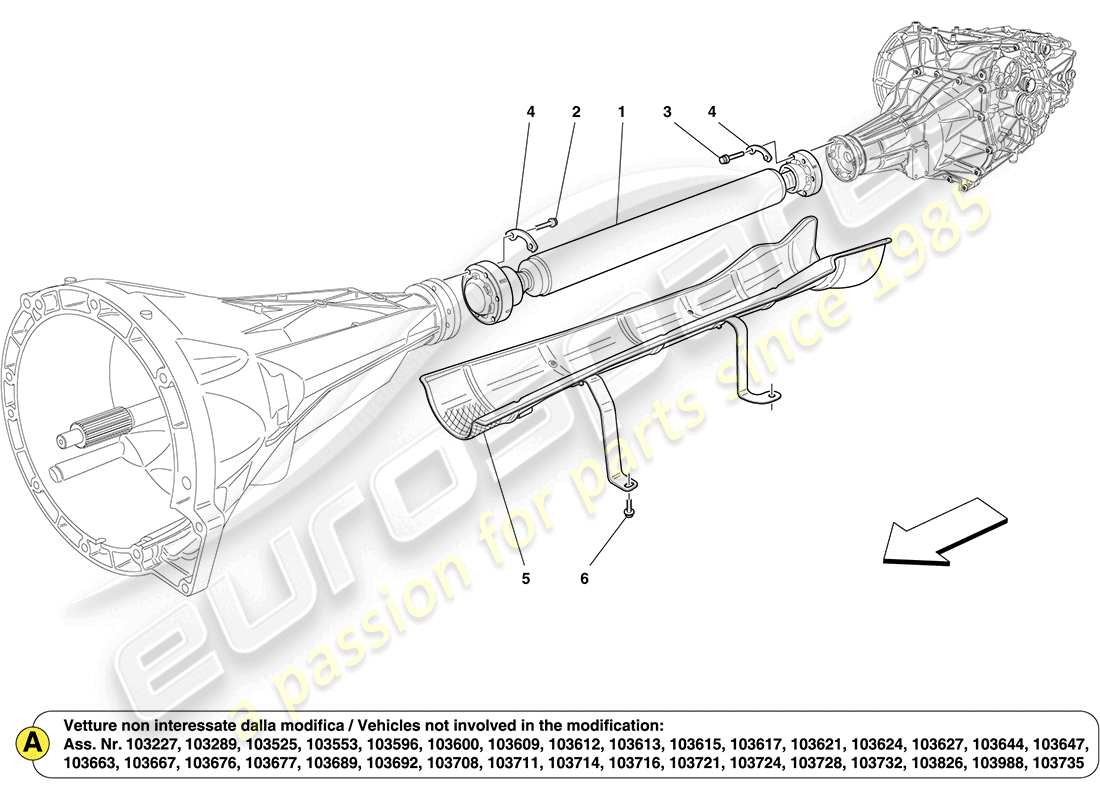 ferrari california (europe) übertragungsrohr teilediagramm