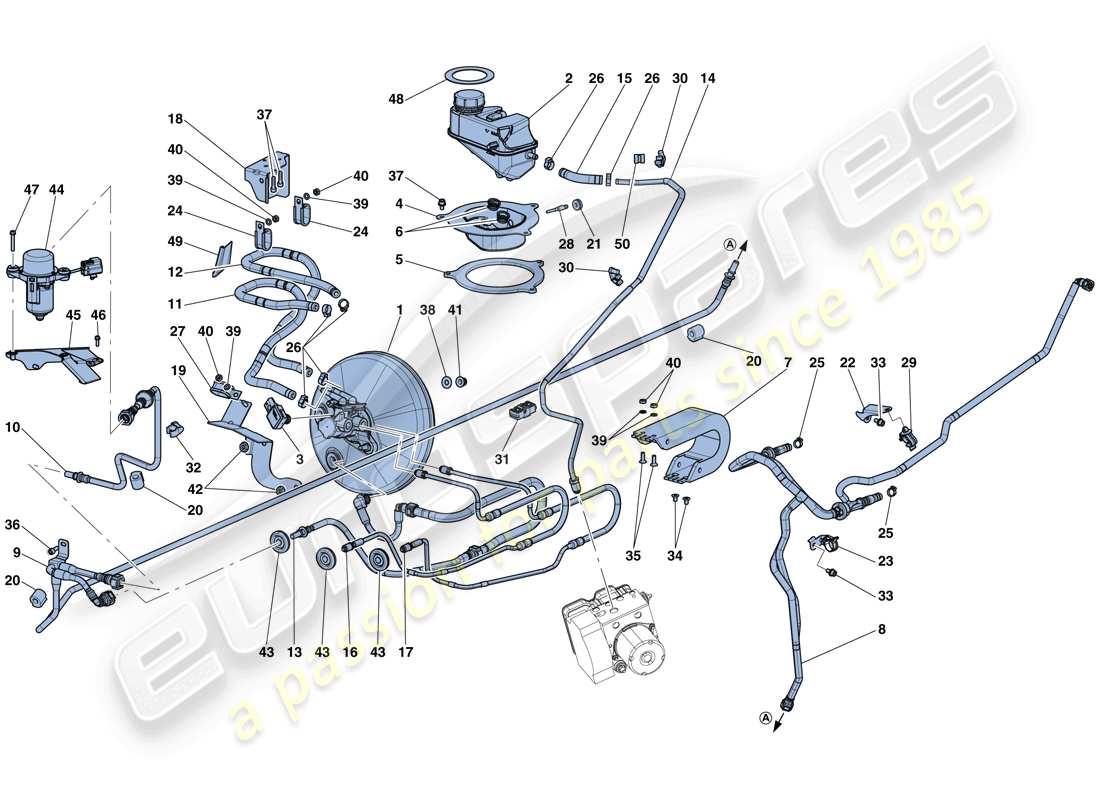 ferrari laferrari aperta (europe) hydraulische bremssteuerung und kraftstoffbremssystem teilediagramm