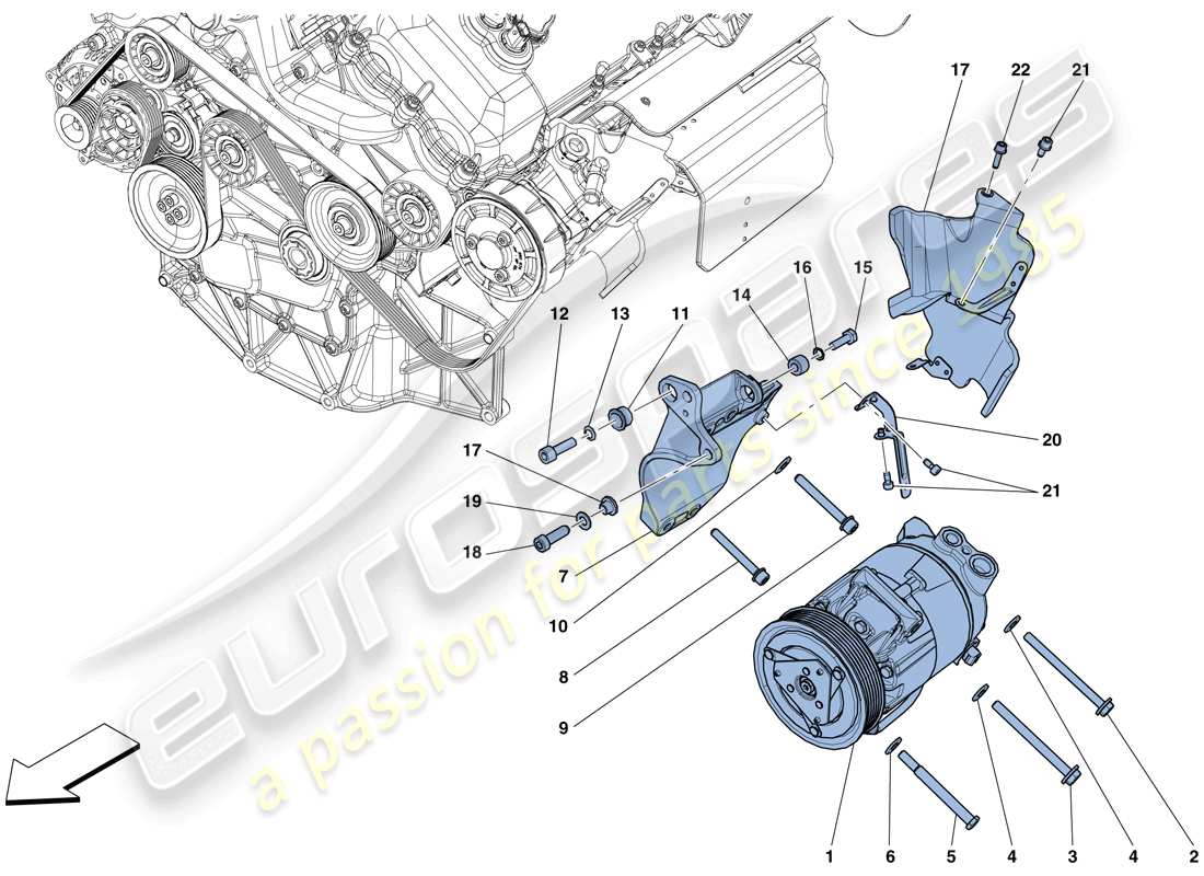 ferrari gtc4 lusso (rhd) ac-system-kompressor teilediagramm