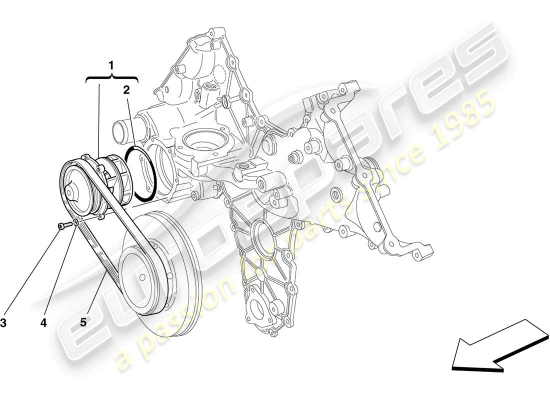 ferrari california (rhd) kühlung: wasserpumpe ersatzteildiagramm