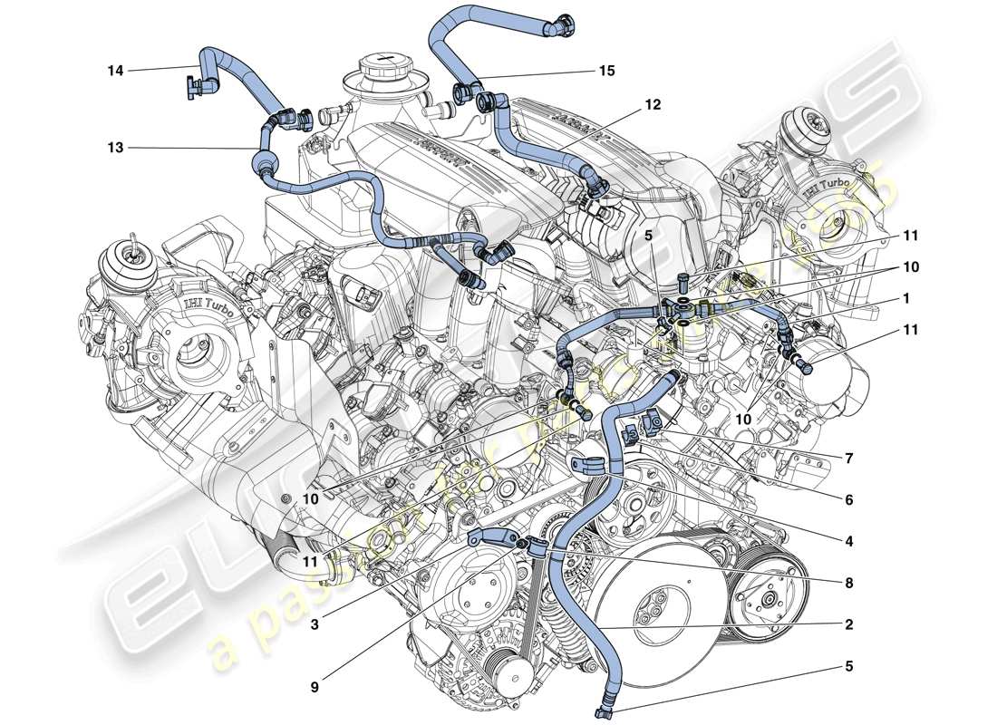 ferrari 488 gtb (rhd) entlüftung teilediagramm