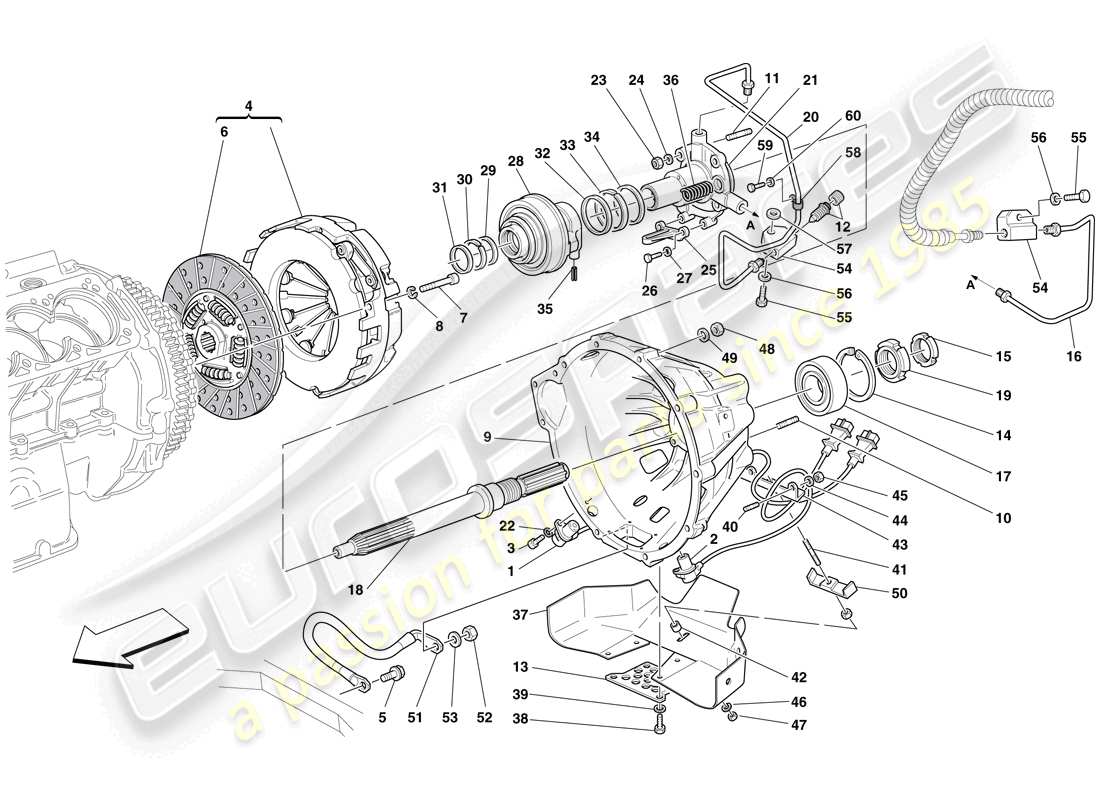 ferrari 612 sessanta (rhd) kupplung und bedienelemente teilediagramm