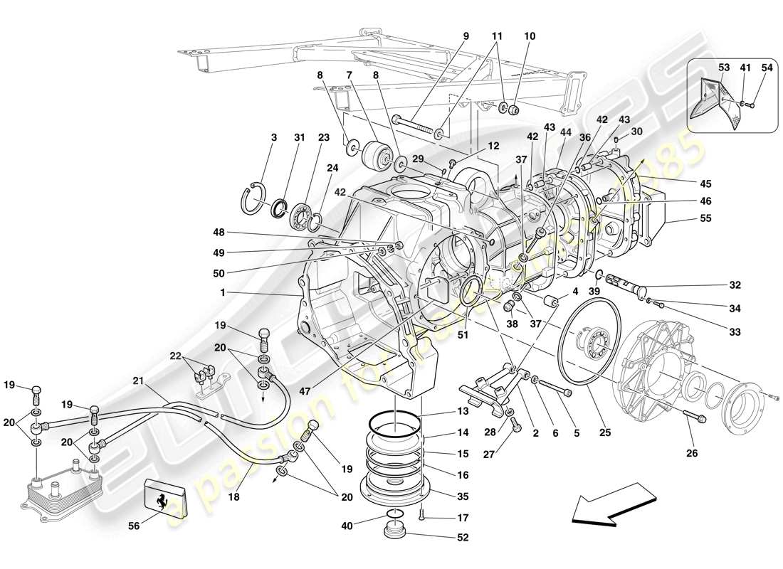 ferrari f430 scuderia (europe) getriebe - abdeckungen ersatzteildiagramm
