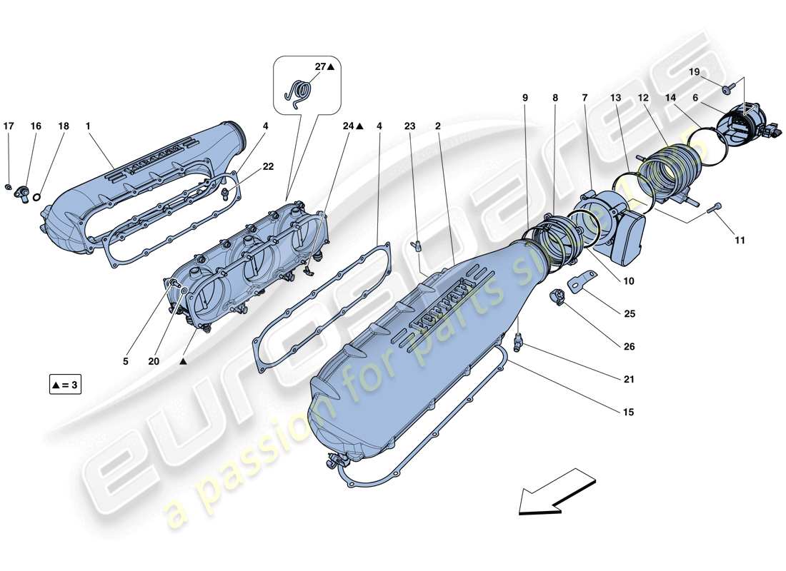 ferrari 458 spider (europe) ansaugkrümmer-abdeckung ersatzteildiagramm