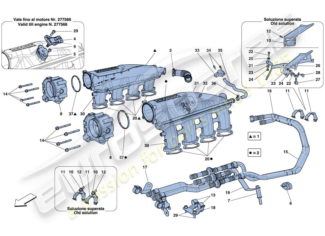 ferrari california t (europe) ansaugkrümmer teilediagramm