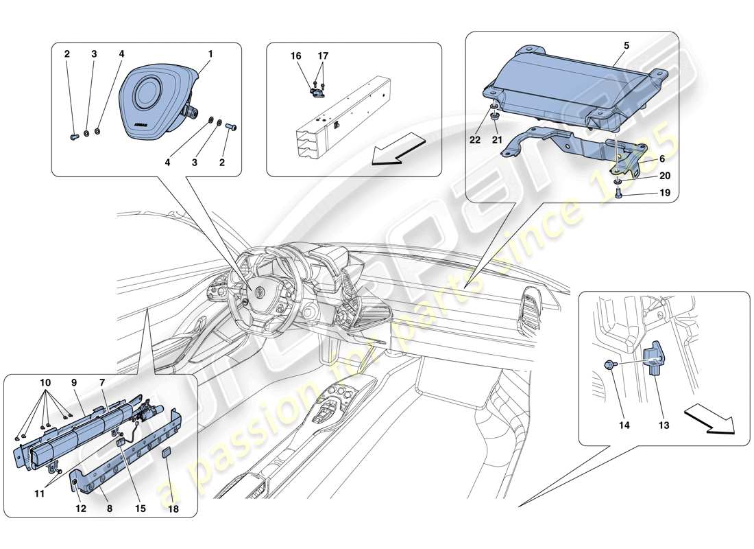 ferrari 458 italia (rhd) airbags teilediagramm