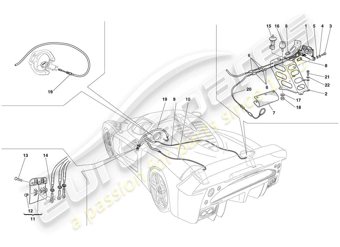 maserati mc12 öffnungsvorrichtungen für motorhaube und gastür teilediagramm