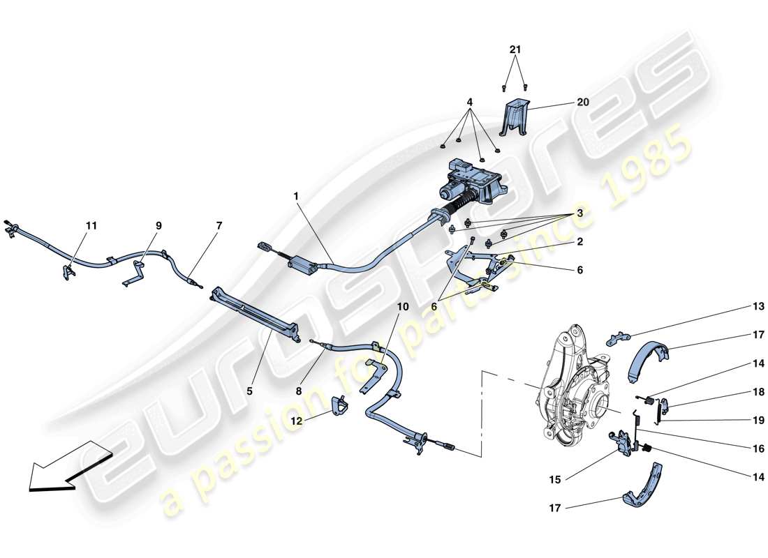 ferrari gtc4 lusso (rhd) parkbremssteuerung teilediagramm