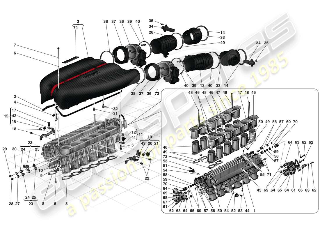 ferrari laferrari (europe) ansaugkrümmer - teilediagramm