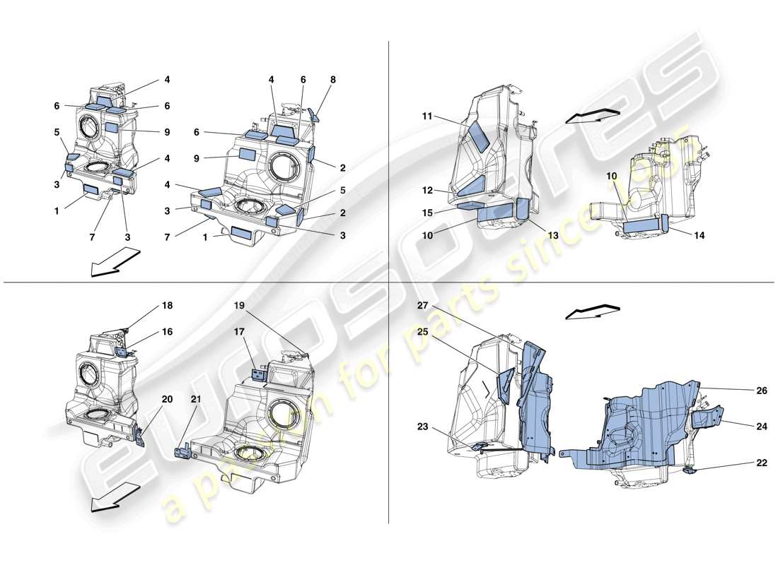 ferrari 488 gtb (rhd) kraftstofftanks – befestigungen und schutz teilediagramm