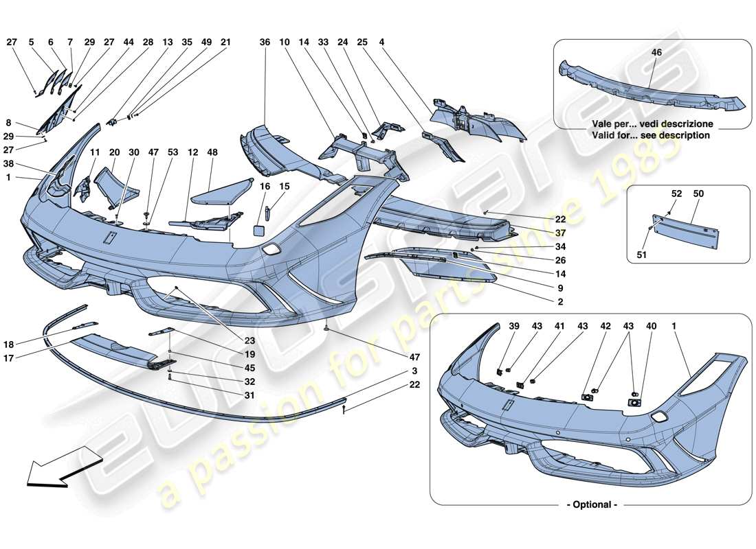 ferrari 458 speciale (usa) frontstoßstange teilediagramm