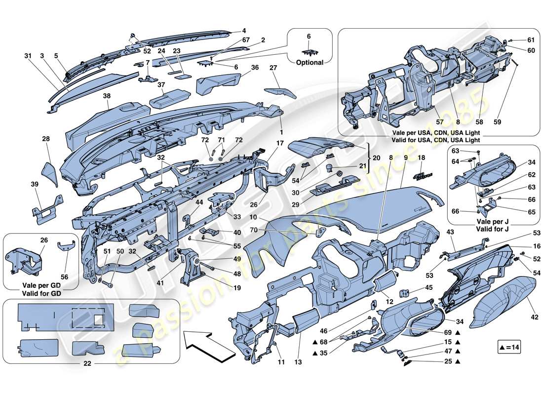 ferrari 458 speciale (usa) dashboard-ersatzteildiagramm