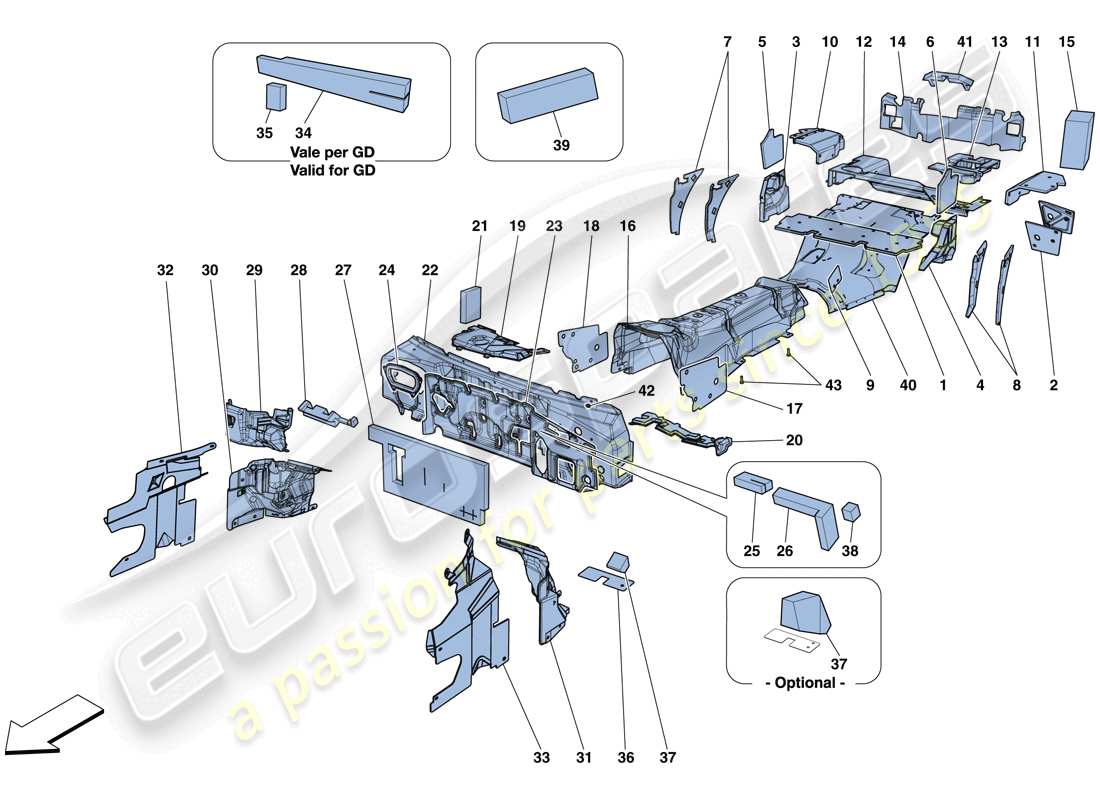 ferrari gtc4 lusso t (europe) isolierung teilediagramm