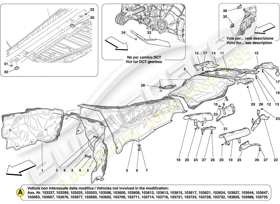 ferrari california (europe) hitzeschilde im fahrzeug teilediagramm