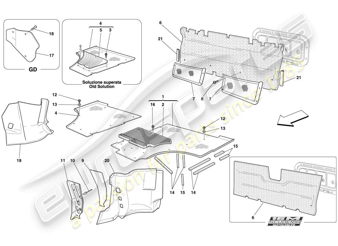 ferrari f430 scuderia (europe) fahrgastraummatten ersatzteildiagramm