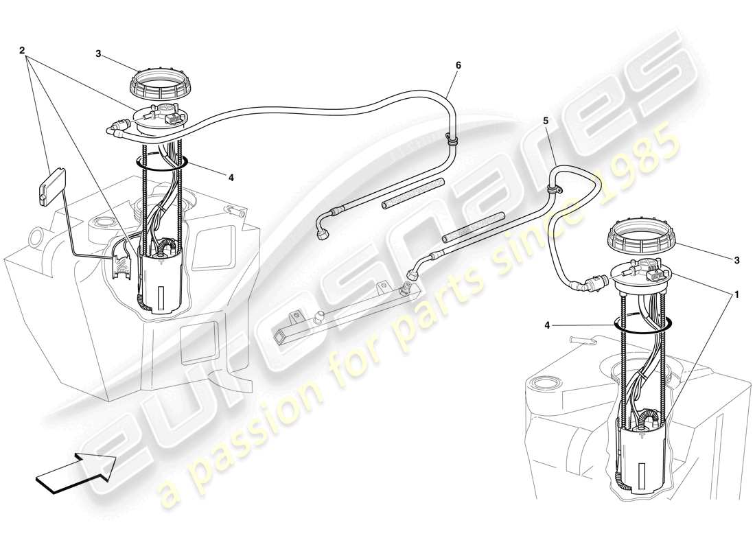 ferrari f430 scuderia (europe) kraftstoffpumpen und -leitungen ersatzteildiagramm