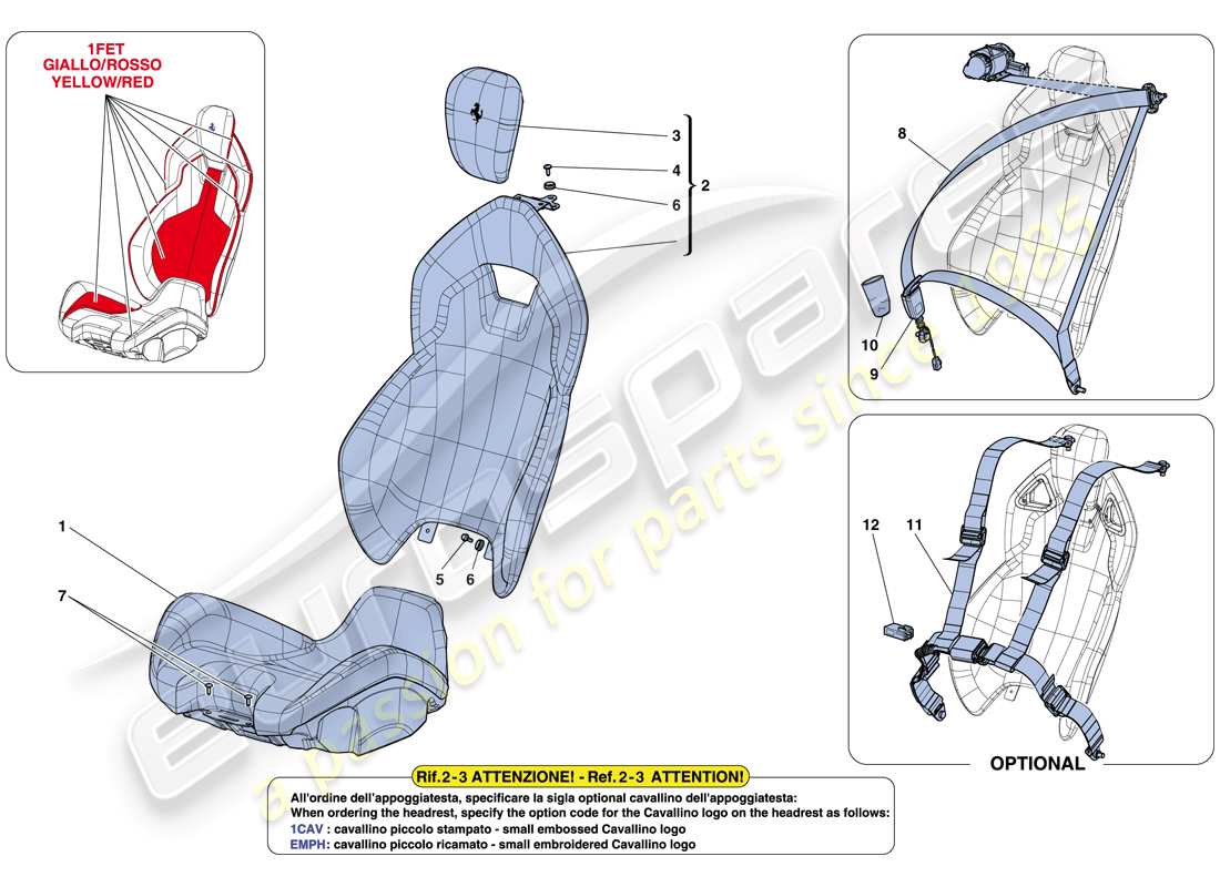 ferrari laferrari aperta (usa) sitze und sicherheitsgurte teilediagramm