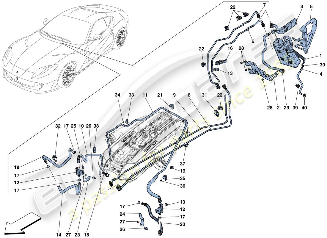 ferrari 812 superfast (usa) teilediagramm für das verdunstungsemissions-kontrollsystem