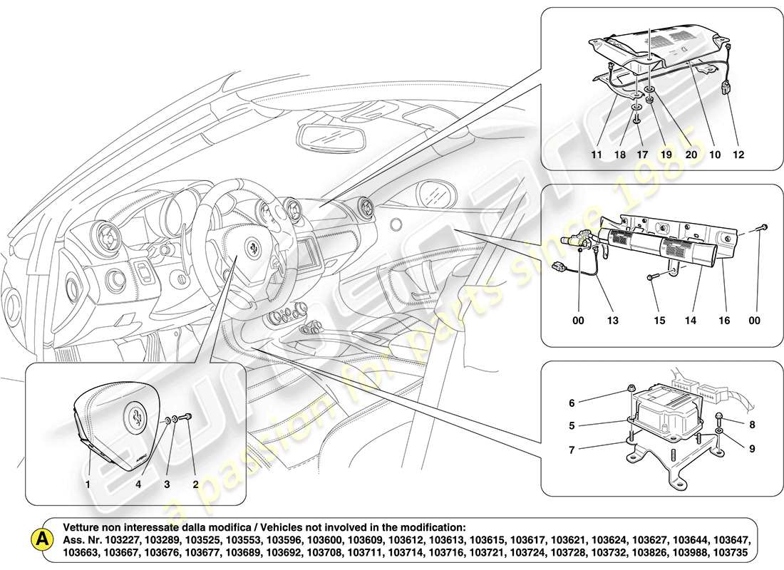 ferrari california (europe) airbag-system teilediagramm