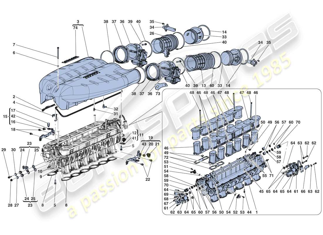 ferrari laferrari aperta (europe) ansaugkrümmer - teilediagramm