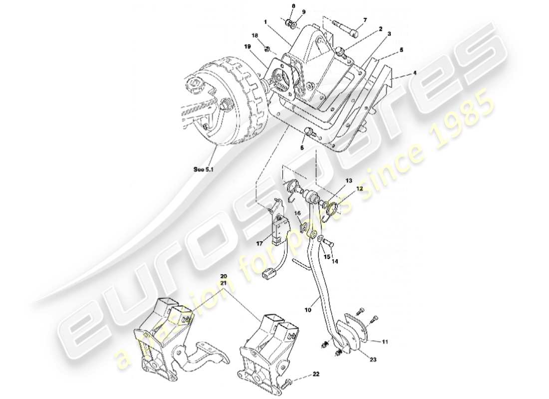 aston martin vanquish (2001) teilediagramm des pedalgetriebes