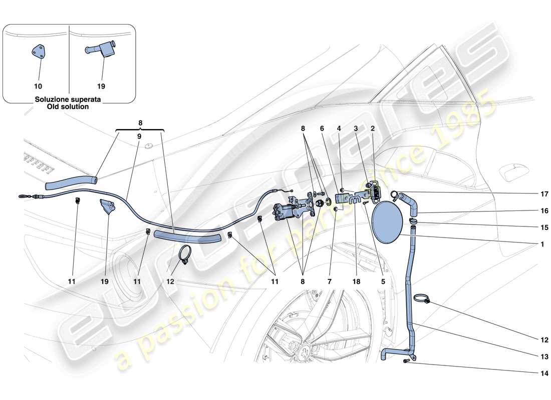 ferrari 488 gtb (rhd) tankklappe und bedienelemente teilediagramm