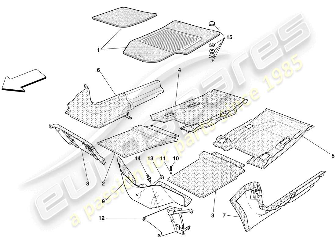 ferrari 599 sa aperta (usa) fahrzeugraumverkleidung und matten teilediagramm