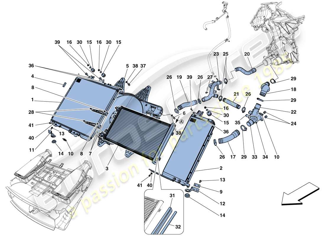 ferrari 812 superfast (usa) kühlung - kühler und luftkanäle ersatzteildiagramm