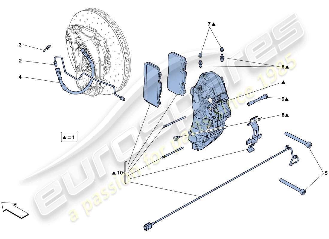 ferrari f12 berlinetta (rhd) vordere bremssättel ersatzteildiagramm