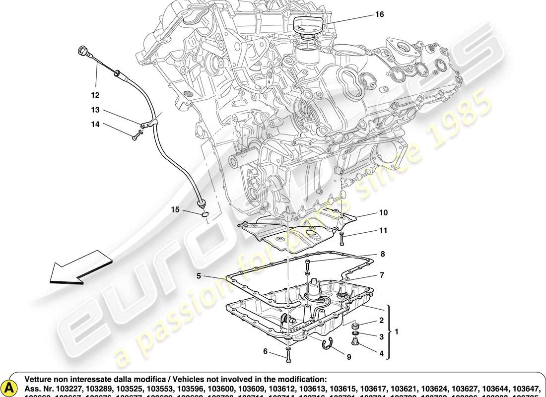 ferrari california (europe) schmierung: kreis und pickup teilediagramm