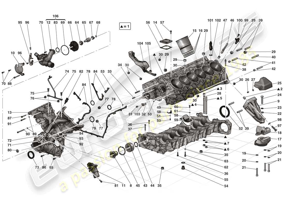 ferrari laferrari (europe) kurbelgehäuse-teilediagramm