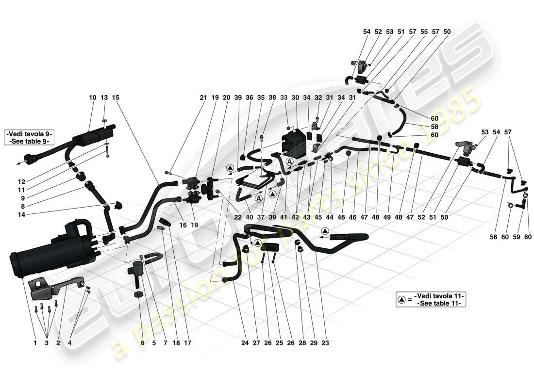 ferrari laferrari (europe) teilediagramm für das verdunstungsemissions-kontrollsystem