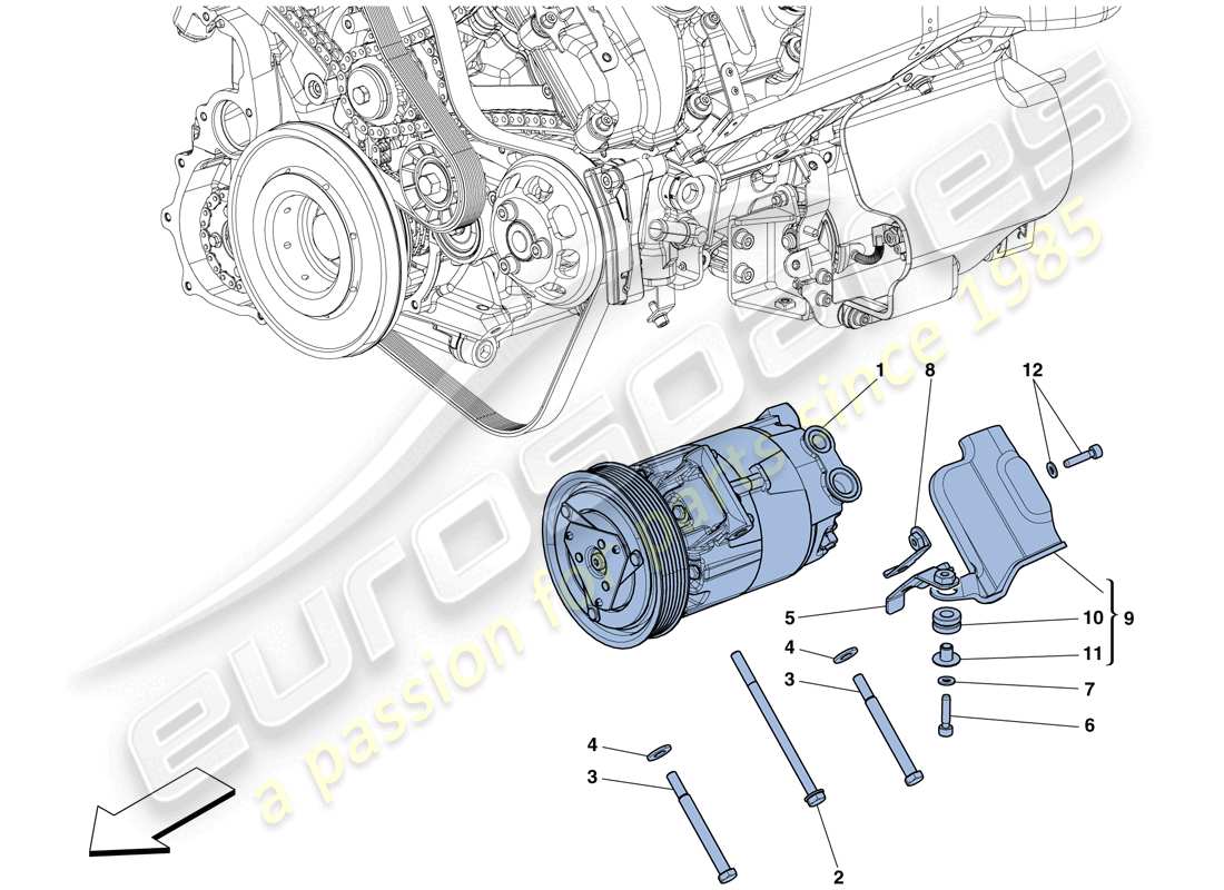 ferrari 458 italia (rhd) ac-system-kompressor teilediagramm