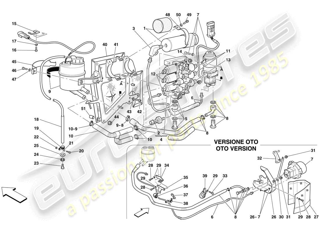 ferrari 612 sessanta (europe) antriebseinheit und tank teilediagramm