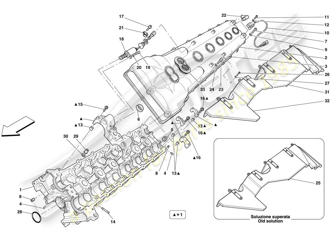 ferrari 599 gto (rhd) linker zylinderkopf teilediagramm