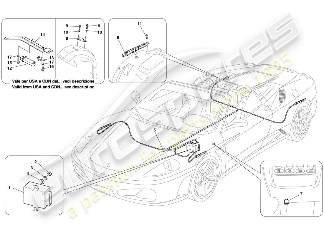 ferrari f430 spider (usa) reifendrucküberwachungssystem teilediagramm