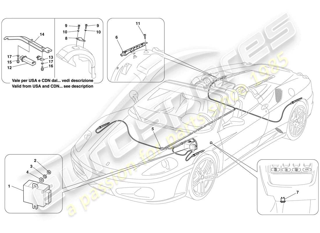 ferrari f430 spider (usa) reifendruckkontrollsystem teilediagramm