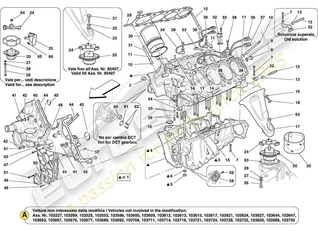 ferrari california (rhd) kurbelgehäuse-teilediagramm