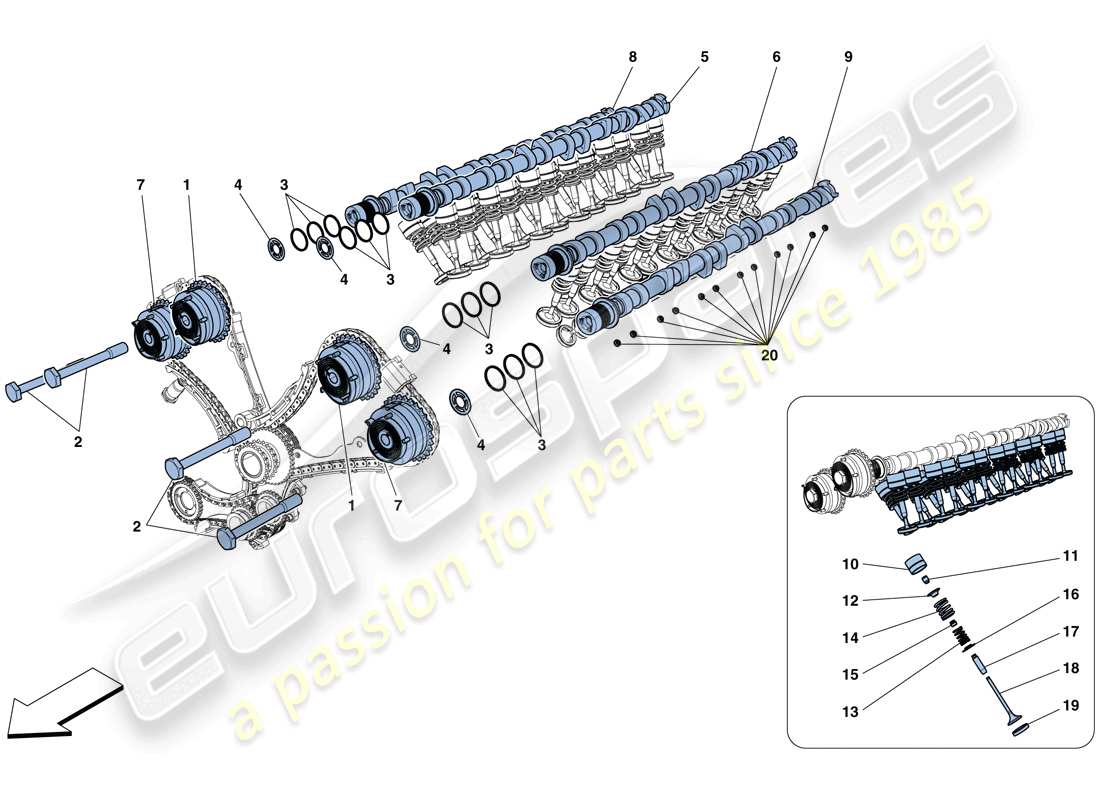 ferrari 812 superfast (usa) steuersystem - stößel-teilediagramm