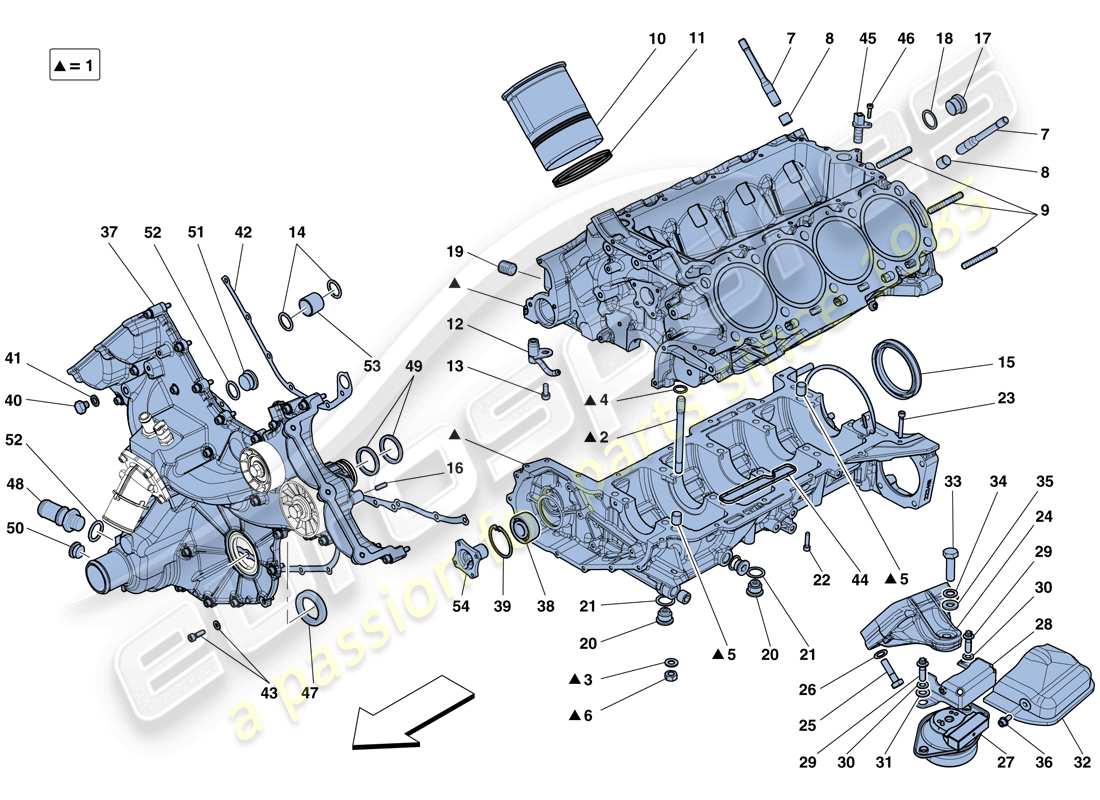 ferrari 458 spider (europe) kurbelgehäuse teilediagramm