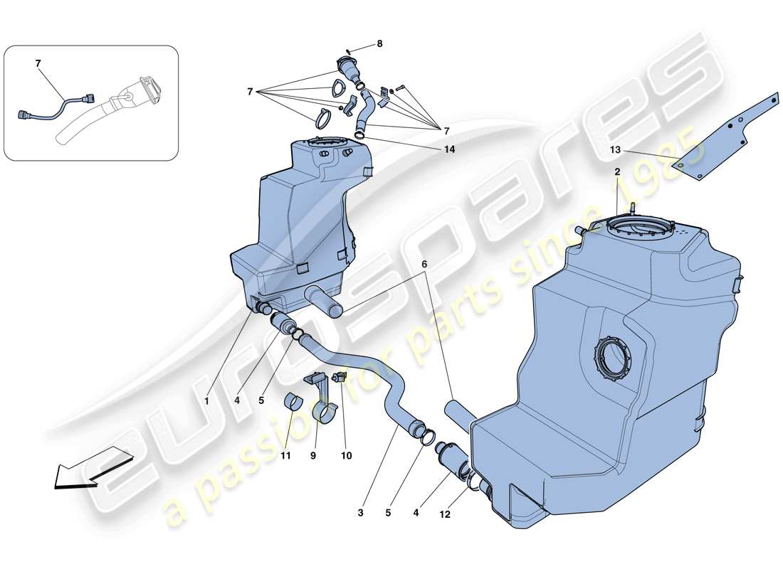 ferrari 458 spider (europe) kraftstofftanks und einfüllhals teilediagramm