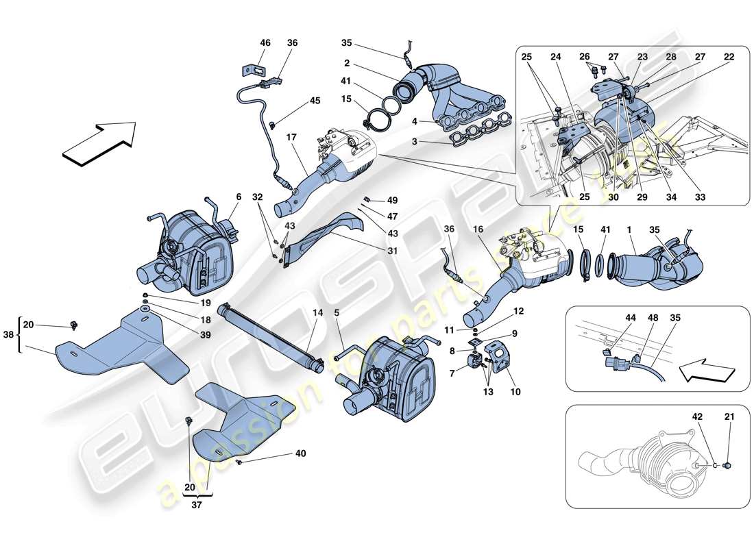 ferrari 458 speciale (usa) auspuffanlage teilediagramm