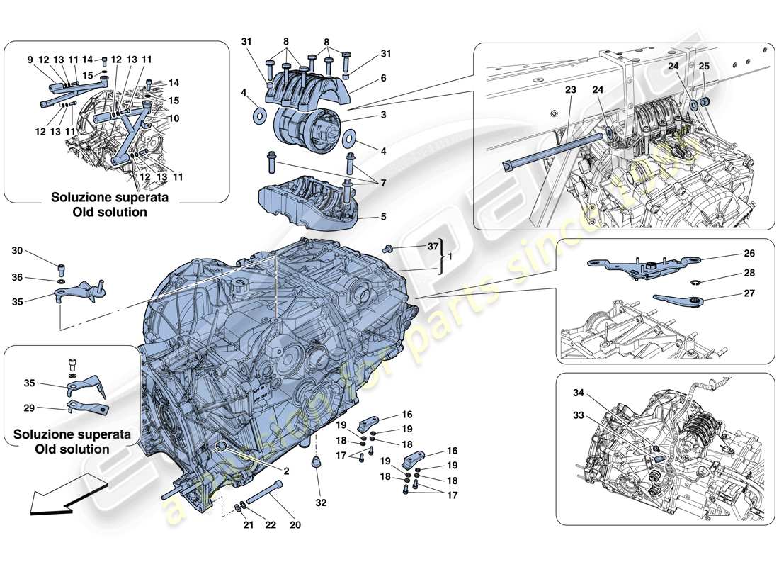 ferrari 458 italia (rhd) getriebegehäuse teilediagramm
