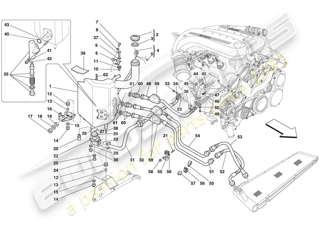 ferrari 599 sa aperta (europe) schmiersystem - tank ersatzteildiagramm