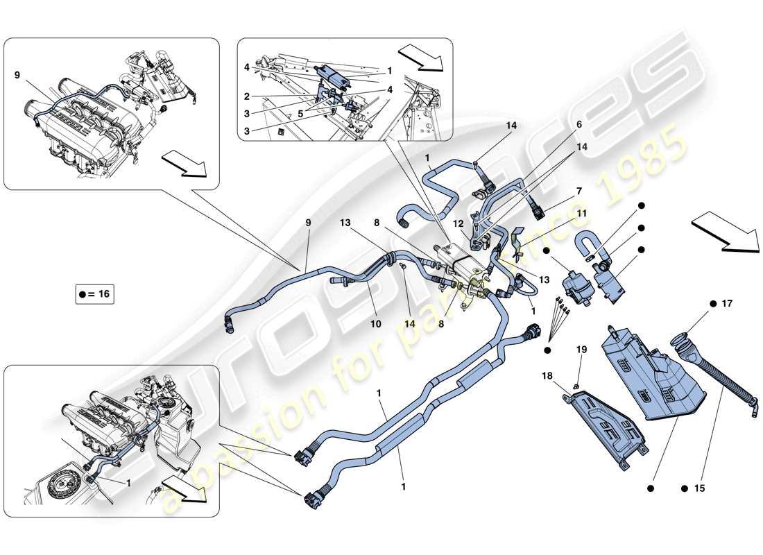 ferrari 458 speciale (usa) teilediagramm für das verdunstungsemissions-kontrollsystem