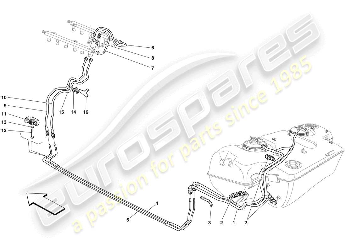 ferrari 599 gtb fiorano (usa) kraftstoffsystem teilediagramm