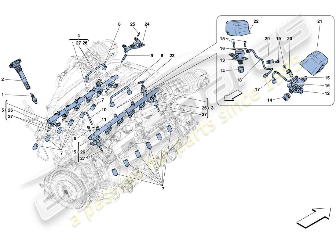 ferrari 812 superfast (usa) einspritz-/zündsystem - teilediagramm