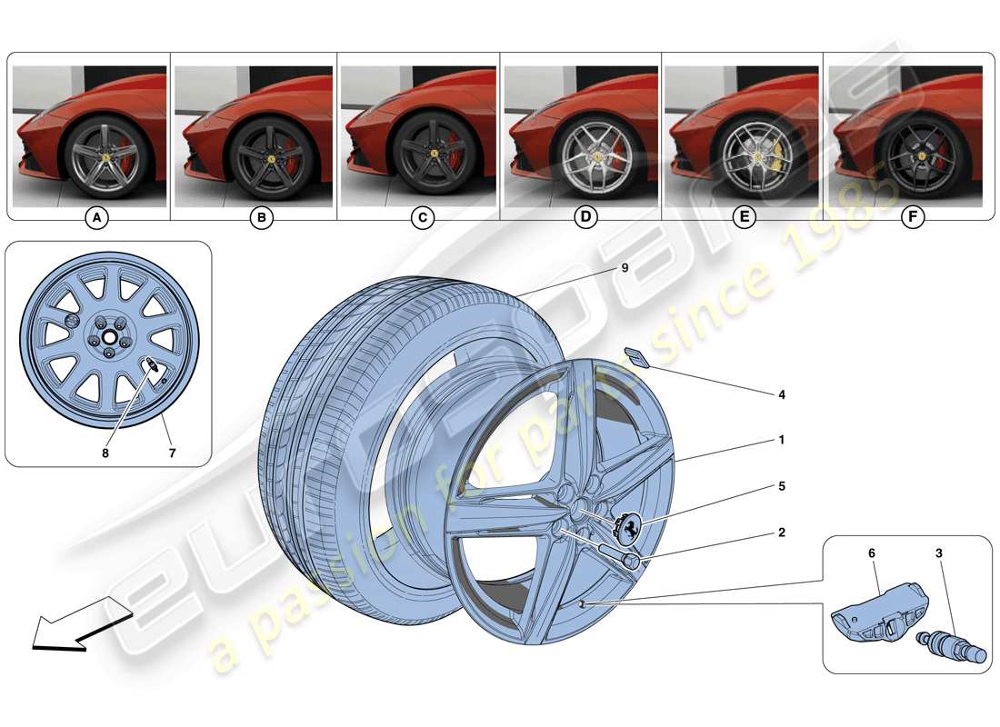ferrari f12 berlinetta (rhd) räder ersatzteildiagramm