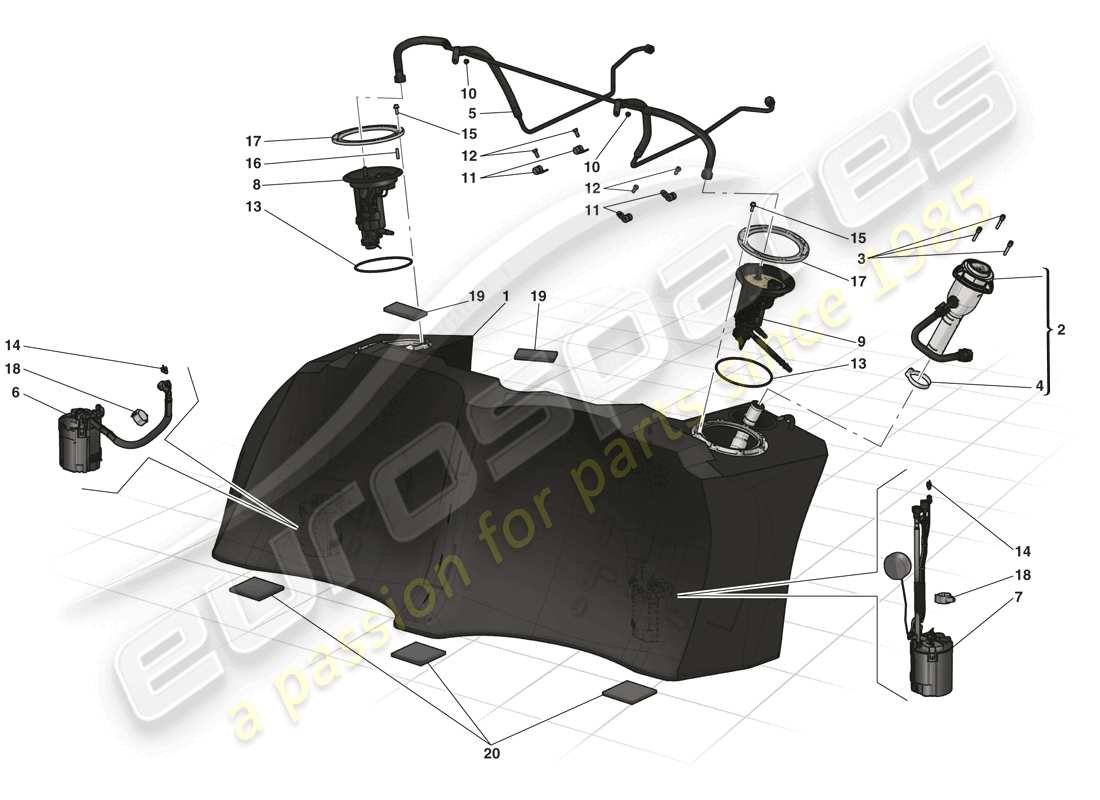 ferrari laferrari (usa) kraftstofftank – einfüllhals und pumpen teilediagramm