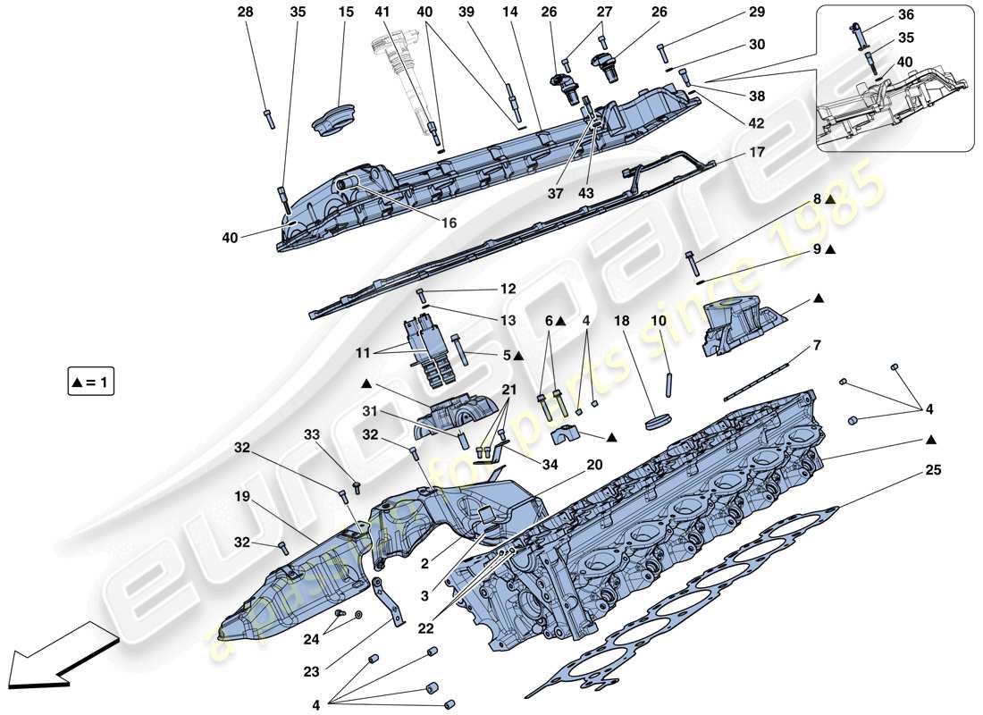 ferrari 812 superfast (usa) rechter zylinderkopf ersatzteildiagramm